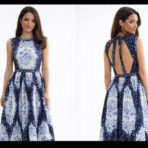 H&M Navy and Light Blue Floral Maxi Dress